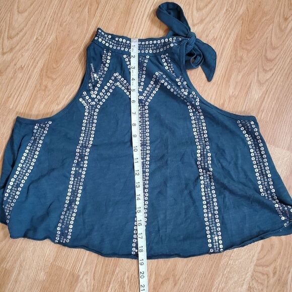 Free People Glitter City Tie Neck Tank Top sz Sm - Picture 9 of 11